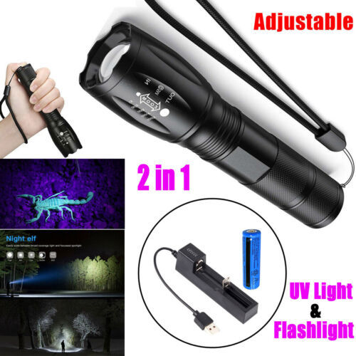 UV Ultra Violet Torch Light Super Bright Rechargeable LED Flashlight