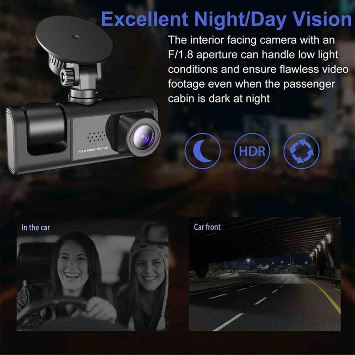 1080P Dual Lens Car Dash Cam Recorder G Sensor DVR Front And Rear Camera Video