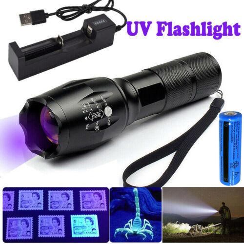 UV Ultra Violet Torch Light Super Bright Rechargeable LED Flashlight