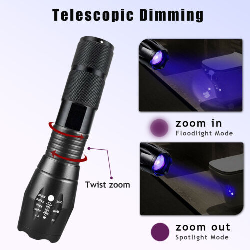 UV Ultra Violet Torch Light Super Bright Rechargeable LED Flashlight